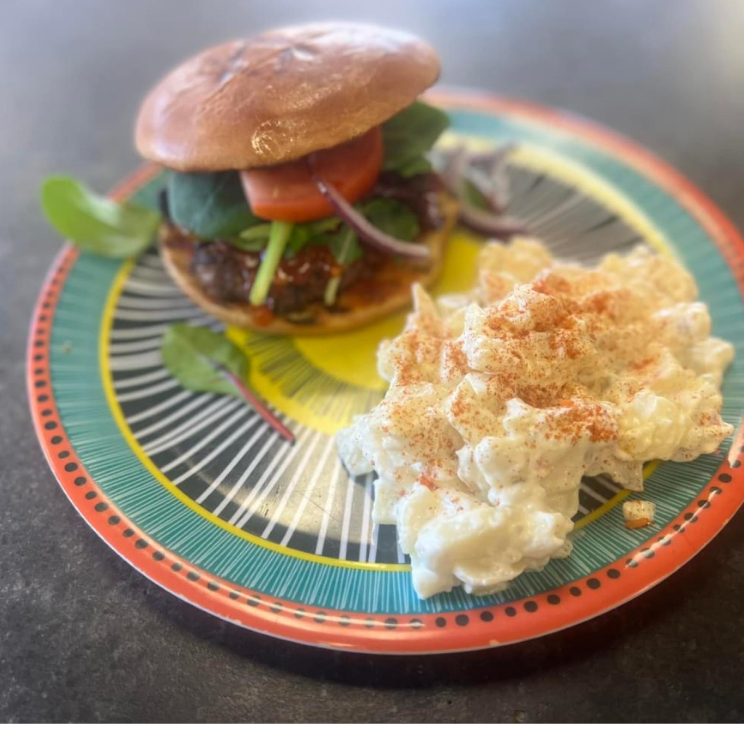 D Monkey Gland Burger Plate W Garden Salad Bunny Chow South d-monkey-gland-burger-plate-w-garden-salad-bunny-chow-south